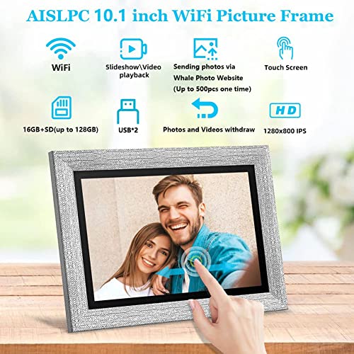 AISLPC Digital Photo Frame 10.1 Inch WiFi Digital Picture Frame, IPS Touch Screen, AutoRotate