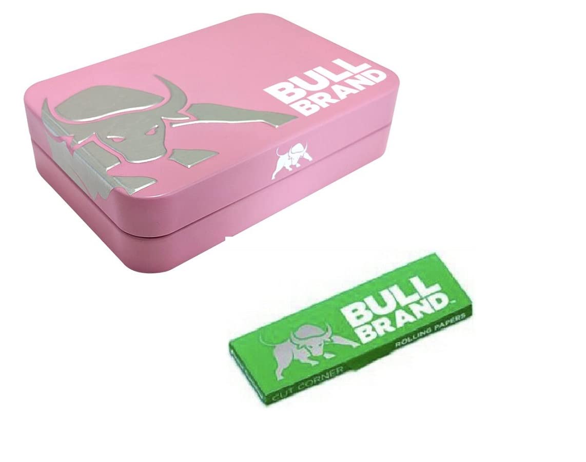 Embossed Bull Brand 1 oz Tobacco Tin Smoking Tin with Free Pack of Bull Brand Papers.Tin