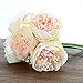 Newest trent 1Bouquet 5 Heads Artificial Peony Silk Flower Leaf Home Bridal Wedding Party Festival Bar Decor