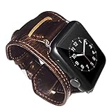 MacTop Watch Band for Apple Watch Series 2 and Series 3 - 42mm Replacement Band with Secure Metal Clasp Buckle .(42mm Dark Brown)