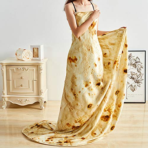 Hayousui Burrito Tortilla Blanket,Tortilla Throw Blankets Giant Burritos Wrap Blanket, Comfort Round Food Blanket for Kids and Adults (60 inches)