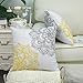 CaliTime Pack of 2 Cozy Fleece Throw Pillow Cases Covers for Couch Bed Sofa Vintage Dahlia Floral Both Sides 18 X 18 Inches Yellow Grey