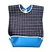 Fashion Road Adult Bib, Reusable Clothing Protector with Crumb Catcher, Extra Long Washable Dining Bibs for Elderly Blue