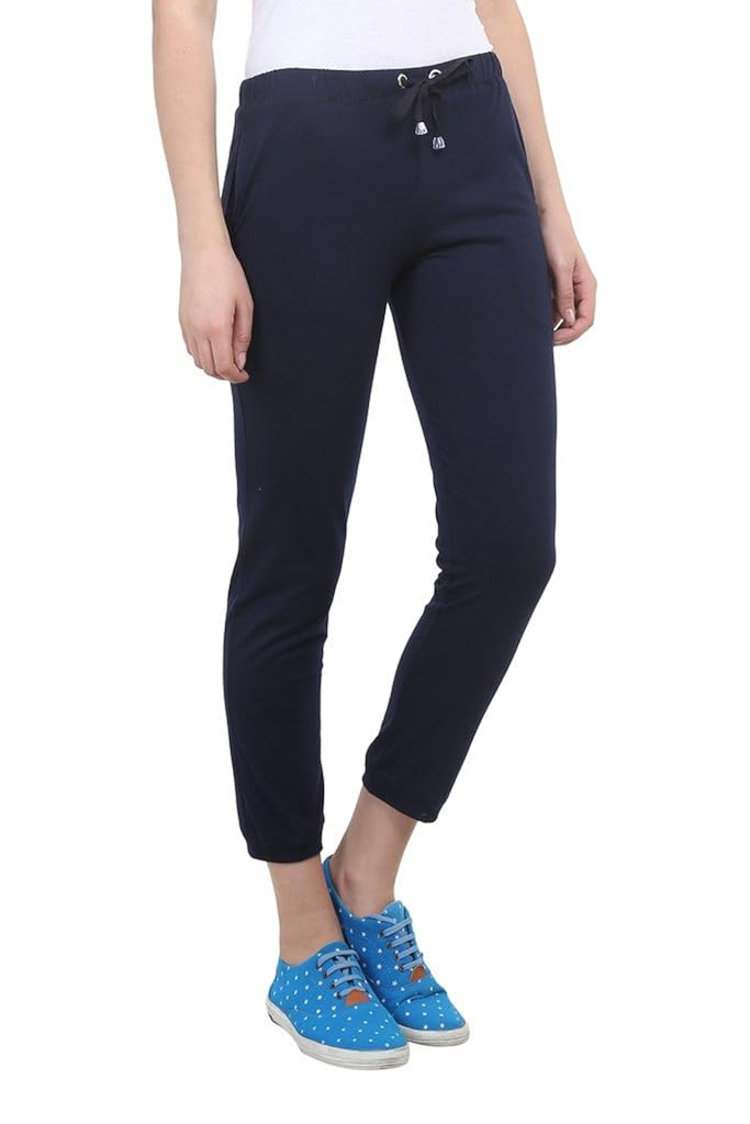 vimal black cotton blend trackpant for women