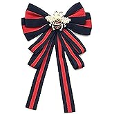 Fashion Red Ribbon Big Bowknot Brooch Pins 2018 For Woman Rhinestones Crystal Tie Collar Jewelry Accessories (Black)
