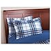 Bedding Set Complete 6pc Boy Blue Plaid College Dorm Reversible Twin/Twin Comforter and Bedding Set