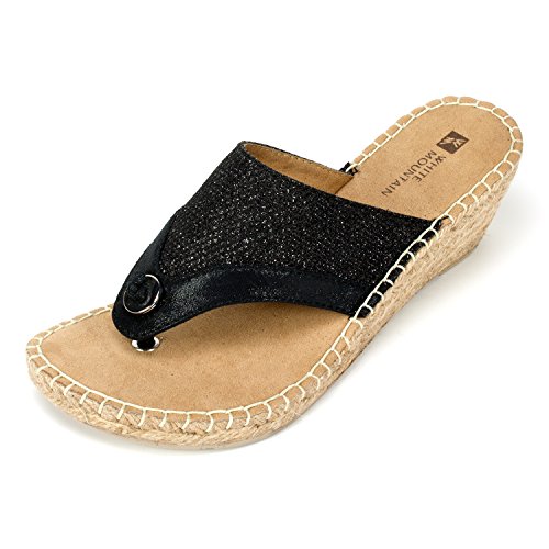 White Mountain Shoes Bandana Womens Sandal Black Glitter 10 M