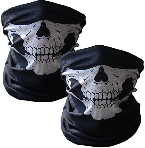 Diageng Stretchable Tubular Skull Face Mask Harley Motorcycle Biker Seamless Neck Tube-2White