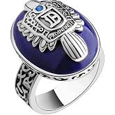 PRINCESS CUTENESS STORE Damon Salvatore Vampire Crest Daywalking Anti-Sunlight Blue Stone Ring