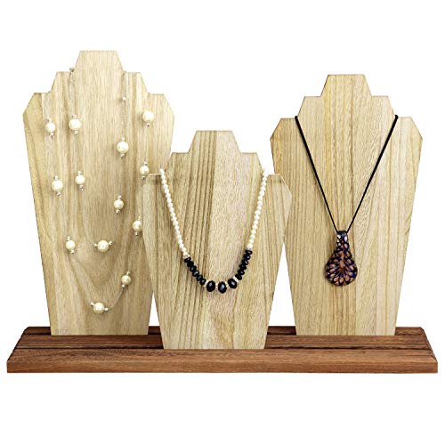 MOOCA Wooden Necklace Holder Jewelry Display Bust Stand Wood Jewelry