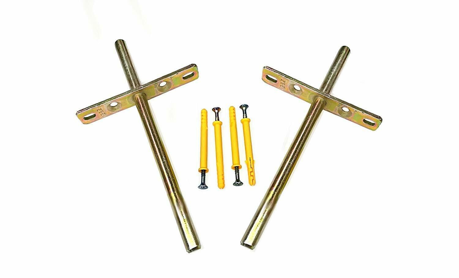 Heavy Duty Long Concealed/Invisible/Hidden Floating Shelf Support Brackets Oak Mantel Timber Scaffold Board Wall Mounted Shelf Support Cross Brackets (65mm, Pack of 2)