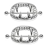 Maggie 1 Pair Chic Surgical Steel Crystal Fangs Nipple Bar Ring Shield Barbell Body Jewelry