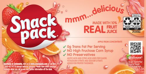 SNACK PACK STRAWBERRY AND ORANGE FLAVORED JUICY GELS, 4 COUNT SNACK CUPS
