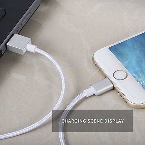 YRGYRJMISN iPhone Cable Extra long iPhone Charging Cord,Data Sync,4Pack [3FT 6FT 6FT 10FT] Nylon Braided to USB Charger for iPhone X/8/8 Plus/7/7 Plus/6/6s Plus/5s/5 and iPad etc. (silver) - Thumbnail 2