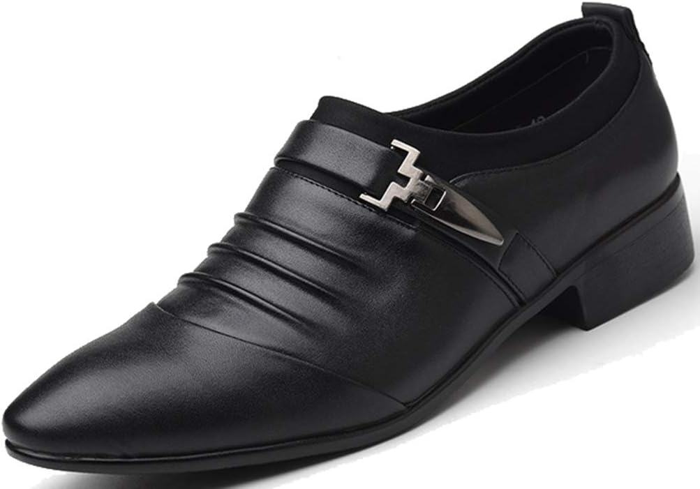 Femaroly Summer Business Casual Leather Shoes for Men Point Toe Oxford Dress Walking Non-Slip Shoe
