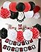 Furuix Mickey Mouse Birthday Party Decorations White Red Black Birthday Party Decorations Minnie Mouse Party Supplies Tissue Paper Pom Pom Flowers Paper Lanterns for Happy Birthday Decorations Baners