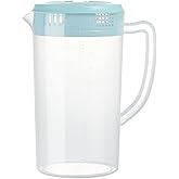 0.66 Gallon/2.5 Litre Plastic Pitcher with Lid BPA-FREE Eco-Friendly Carafes Mix Drinks Water Jug for Hot/Cold Lemonade Juice Beverage Jar Ice Tea Kettle (Blue, 81oz)