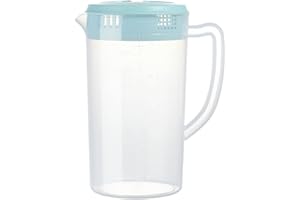 DESJ 0.66 Gallon/2.5 Litre Plastic Pitcher with Lid BPA-FREE Eco-Friendly Carafes Mix Drinks Water Jug for Hot/Cold Lemonade Juice Beverage Jar Ice Tea Kettle (Blue, 81oz)