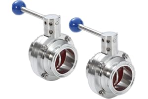 2PCS 1.5 Inch Tri Clamp Bufferfly Valve, 4-Position Pull Handle 304 Stainless Steel Tri Clover Butterfly Valve for Beverage W