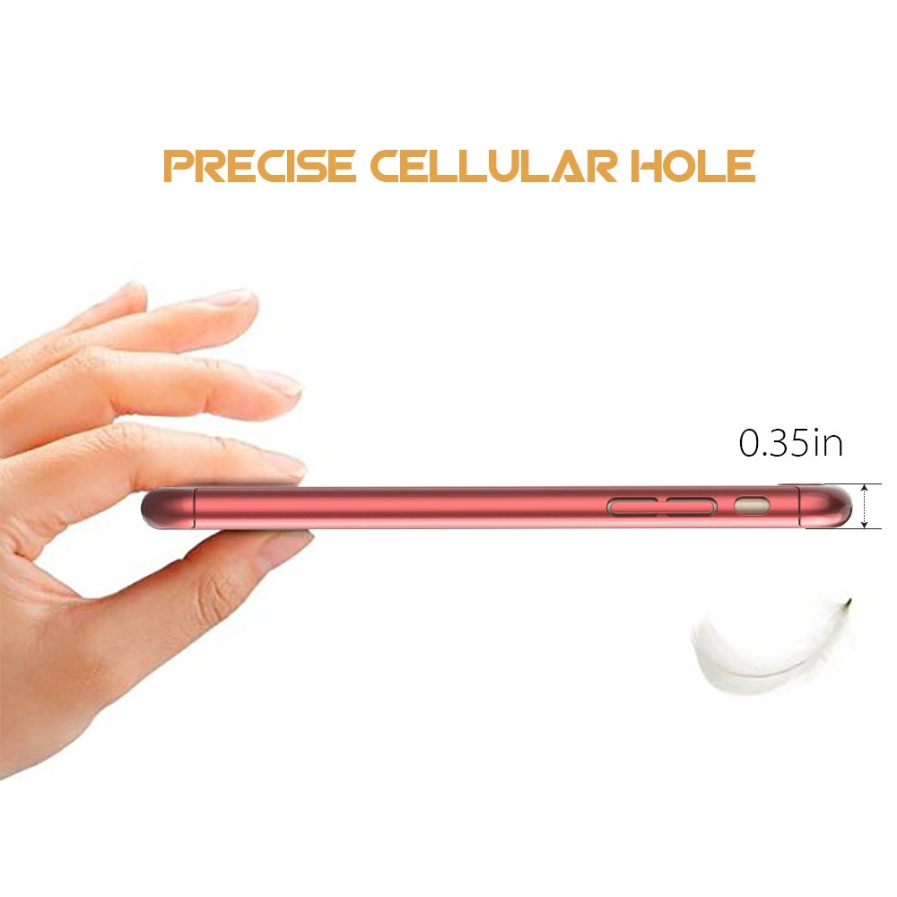 iphone 7 Plus Case,Egrace Full Body Coverage Protection Case, Ultra Thin Hybrid Case Cover with Tempered Glass Screen Protector for iphone 7 Plus (5.5 inch) (Red)