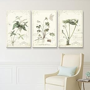 3 Panel Vintage Style Plants x 3 Panels