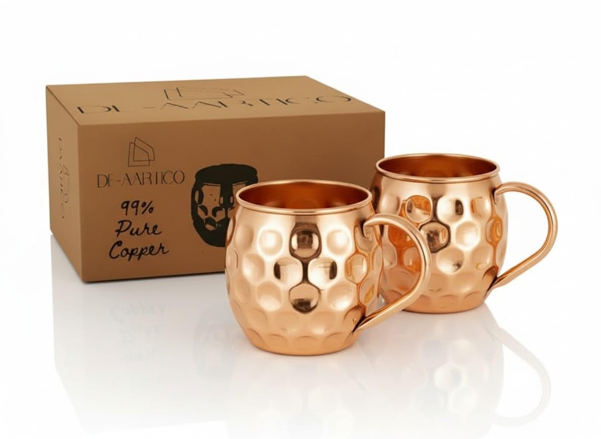 Photo 1 of ***MISSING PARTS***
DE-AARTICO Moscow Mule Mugs Set of 2-100% Pure Copper, 16oz Large Food Safe Solid Copper Cups, Premium Moscow Mule Gift Set for Cocktail Lovers, Perfect for Home Bar and Party