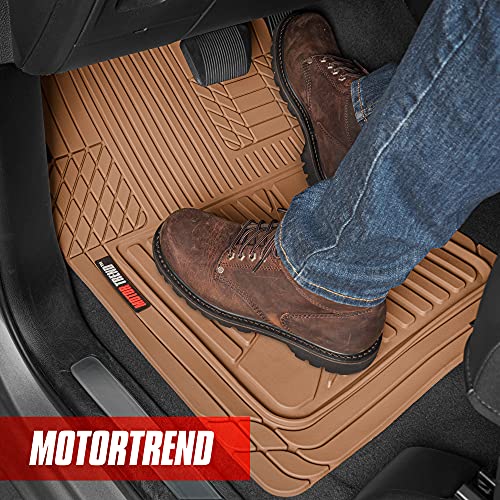 Motor Trend FlexTough Advanced Beige Rubber Car Floor Mats 3 Piece