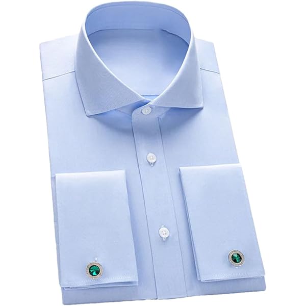 Amazon.com: Men's Cotton French Cuff Shirt Long Sleeve Business