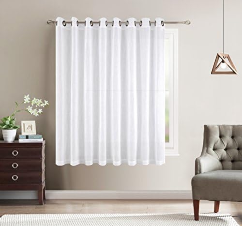 Better Home USA Wide Width Linen Textured Sheer Curtain - Antique Bronze Grommet Top - White - 100"W x 63"L - (1 Panel)