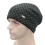 ALLMILL Men's Soft Roll Thick Knit Skull Cap Warm Winter Slouchy Beanies Hat (Black)