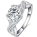 FENDINA Jewelry Womens Luxurious 18K White Gold Plated Cubic Zirconia Infinity Love Solitaire Promise Eternity Ring Engagement Wedding Anniversary Band Her (6)