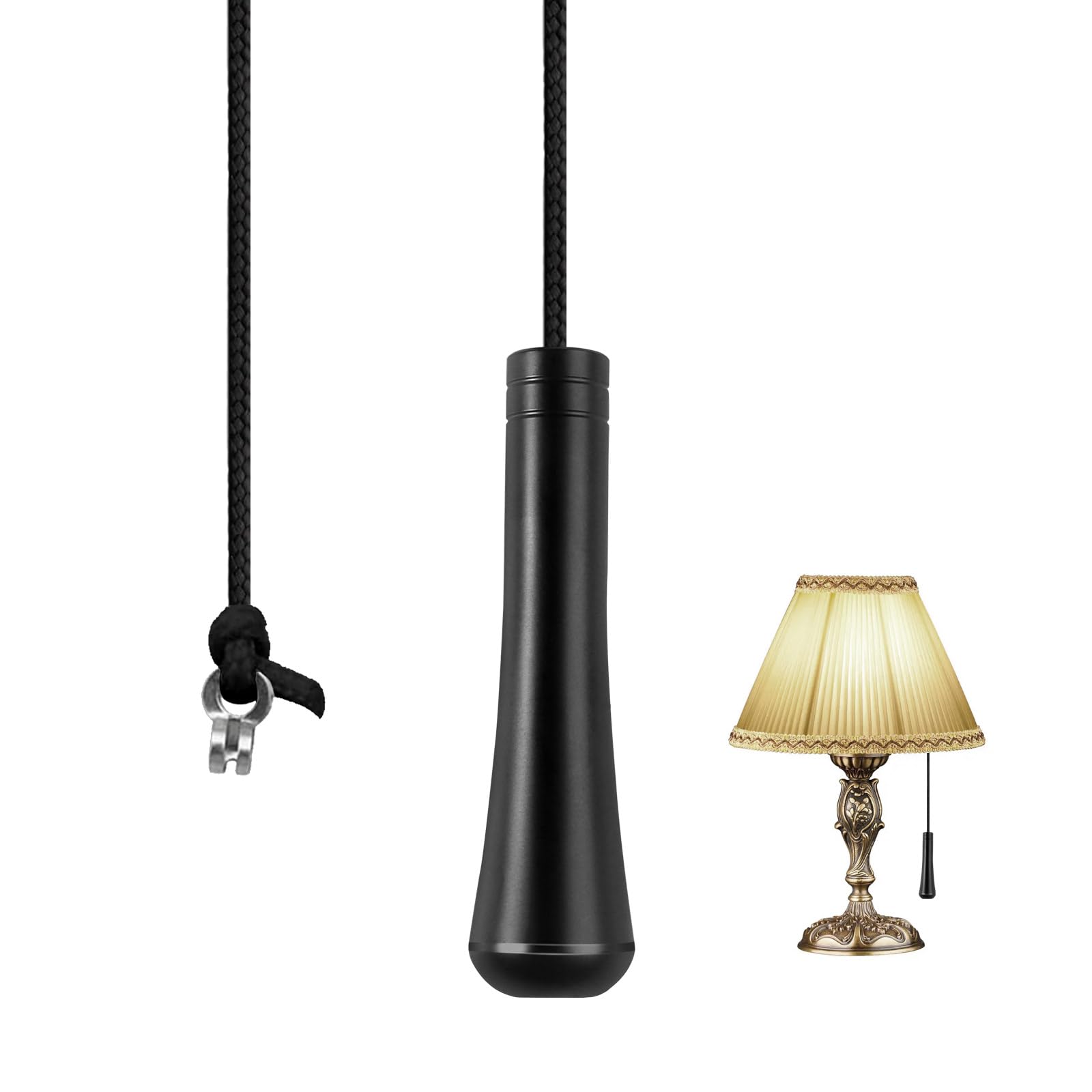 TXErfolg Bathroom Light Pull Cord 5.8cm Pull Cord Handle with 150cm Cord Connector Teardrop Pull Cord Light Switch Black Light Pull Handle for Bathroom Toilet Light Ceiling Light Fan