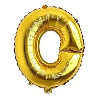 16" inch Single Gold Alphabet Letter Number Balloons Aluminum Hanging Foil Film Balloon Wedding Birthday Party Decoration Banner Air Mylar Balloons (16 inch Gold O)