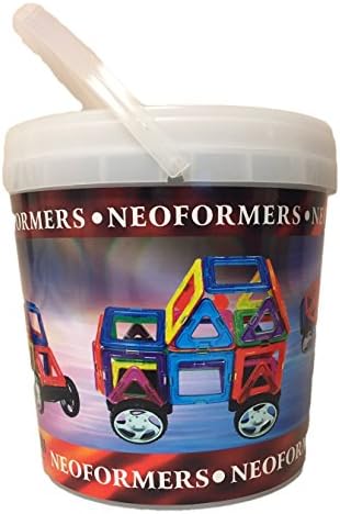 Spark Imagination &amp; Creativity - Neoformers Children's Magnetic Building Block Construction Set with Wheels - 36 Piece Set of Magnetic Building Blocks