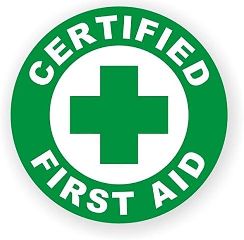 1 Pc Impressive Modern Certified First Aid Car Sticker Signs Industrial Decor Safe Work Place Emergency Permit Size 2" Colors Green on White
