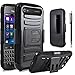 BlackBerry Classic Case, Combo Rugged Shell Cover Holster with Built-in Kickstand and Holster Locking Belt Clip Black + Circle(TM) Stylus Touch Screen Pen