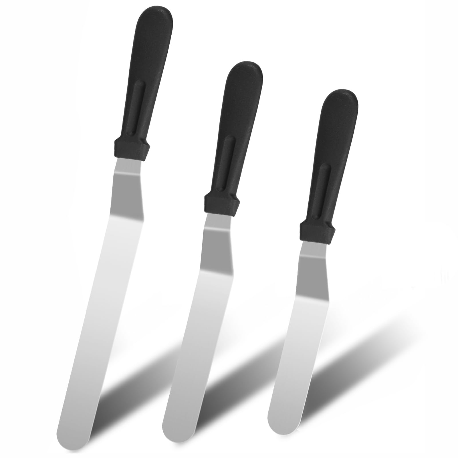 Photo 1 of 3 PCS Icing Spatulas, Offset Spatula, Stainless Steel Cake Decorating Spatulas Set 6/8/10 inch Professional Angled Cake Spatula Plastic Frosting Handle for Home, Kitchen or Bakery by XEKIGU