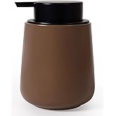 INGOFIN Ceramic Lotion Dispenser - 12 oz Hand Soap Dispenser Bathroom, Modern Liquid Dispenser with Pump, Refillable Dish Soap Bottle for Kitchen, Matte Brown