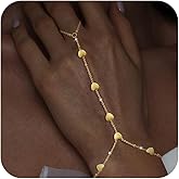Relveo Bracelets for Women Gold/Silver Hand Chain Bracelets for Women Trendy Ring Chain Bracelet Cubic Zirconia CZ Beaded Charm Bracelet Adjustable Simple Waterproof Body Jewelry Gifts