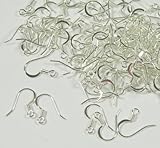 200 Surgical Steel Earring Earwires 16mm Hypoallergenic Shiny Silver Plated Fishhook with Flat Side and Coil 100 Pairs. (200)