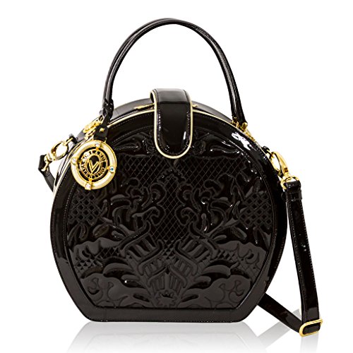 Valentino Orlandi Italian Designer Black Embroidered Leather Round Handbag: Buy  Online in OMAN at desertcart