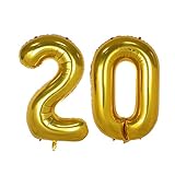 40inch Gold Number 20 Balloon Party Festival Decorations Birthday Anniversary Jumbo foil Helium Balloons Party Supplies use Them as Props for Photos (40inch Gold Number 20)