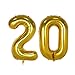 40inch Gold Number 20 Balloon Party Festival Decorations Birthday Anniversary Jumbo foil Helium Balloons Party Supplies use Them as Props for Photos (40inch Gold Number 20)
