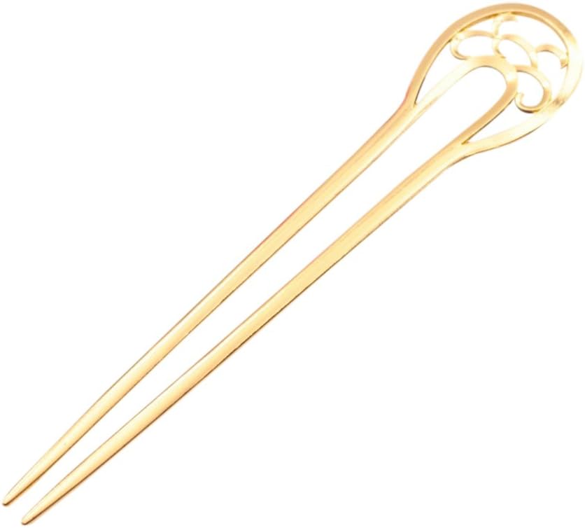 MANDI HOME U-shaped Metal Hairpin Hair Clip Clamps Accessories 6.3 inches Fork Hairpin Barrettes Pin Ponytail Holder Can be a Bookmark (Gold)