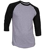 Men's Plain Athletic 3/4 Sleeve Baseball Sports T-Shirt Raglan Shirt S-XL Team Jersey Gray Black 2XL