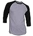 Men's Plain Athletic 3/4 Sleeve Baseball Sports T-Shirt Raglan Shirt S-XL Team Jersey Gray Black 2XL