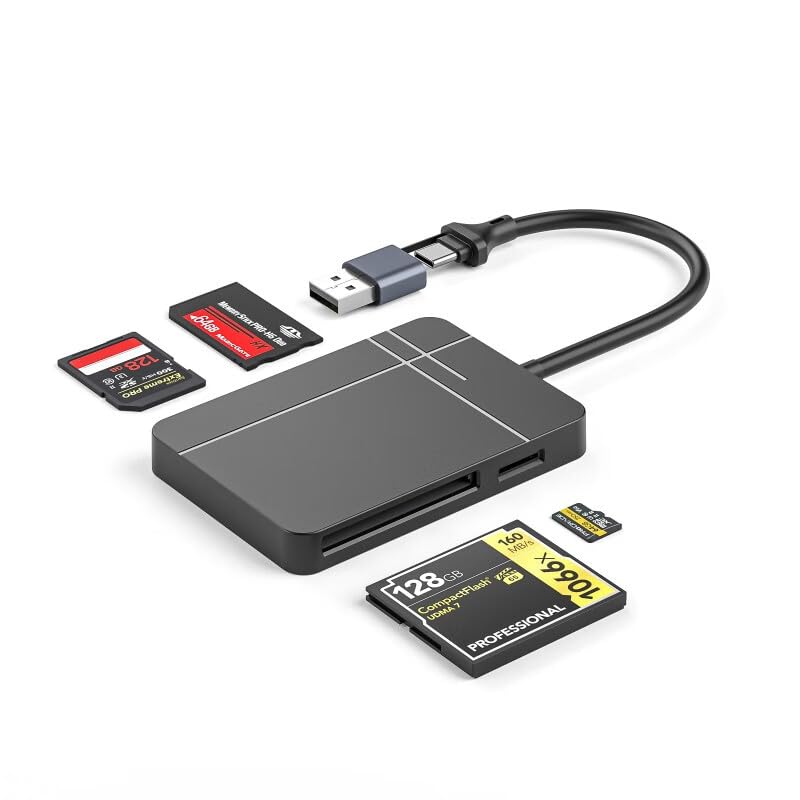 4.0 SD Card Reader, 5Gbps USB 3.0 USB C to SD TF MS CF Memory Card Adapter 4 in 1, UHS-II High Speed 4 Slots Micro SD SDHC SDXC MMC for iPhone MacBook Laptop PC Android Windows macOS Linux Chrome