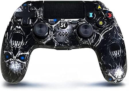 Controller For Ps4 Wireless Gamepad For Playstation 4 Pro Slim Pc Joypad With Dual Vibration 10m Remote Control Black Skull Amazon Co Uk Pc Video Games