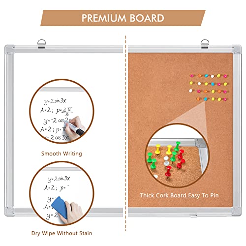 Cork Board White Board Combo, Vision Board 2023, 24" x 18" Half Corkboard Whiteboard