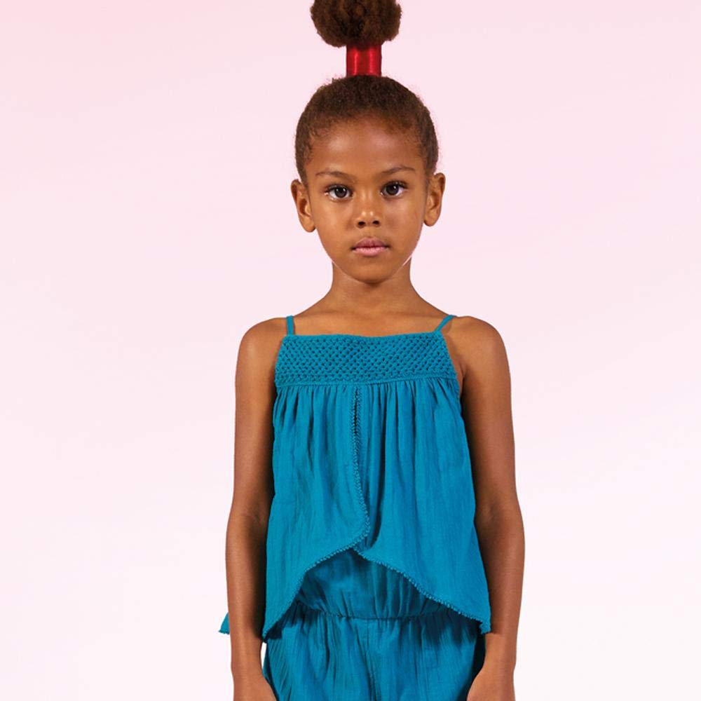 Catimini Jumpsuit in Lagoon-Blue Seersucker